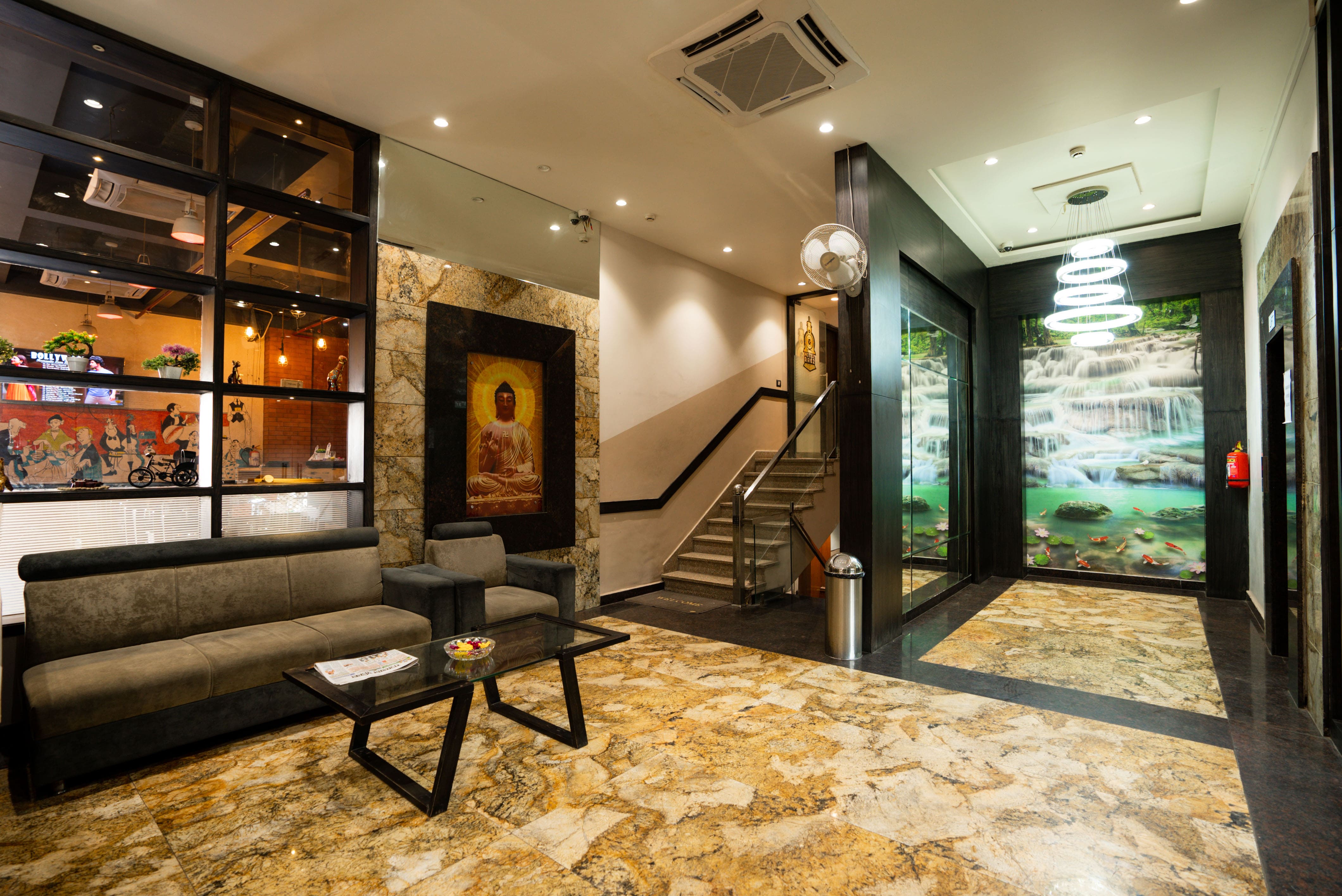 Luxury hotel spa with infinity pool and city lights